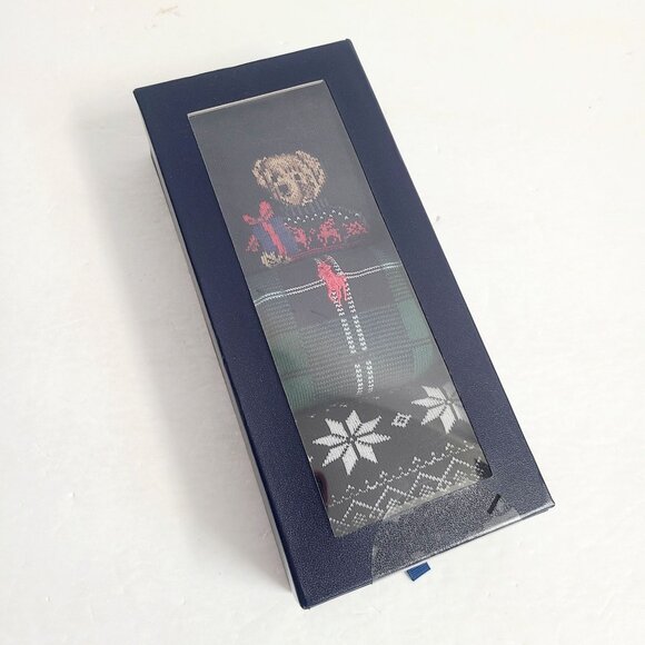Polo Ralph Lauren Polo Bear Present Fair Isle Socks 3 Pair Gift Box Set